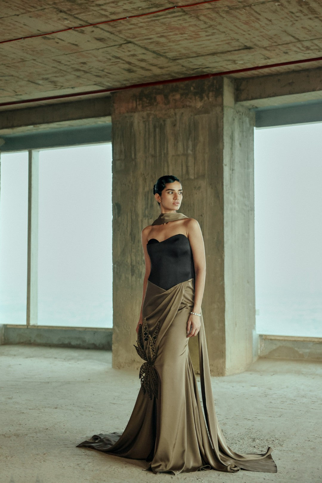 Sculpted drape gown