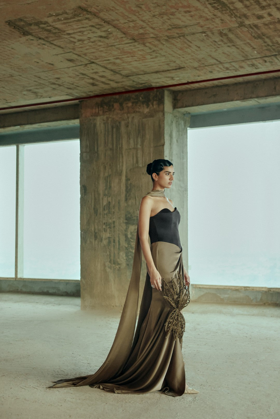 Sculpted drape gown