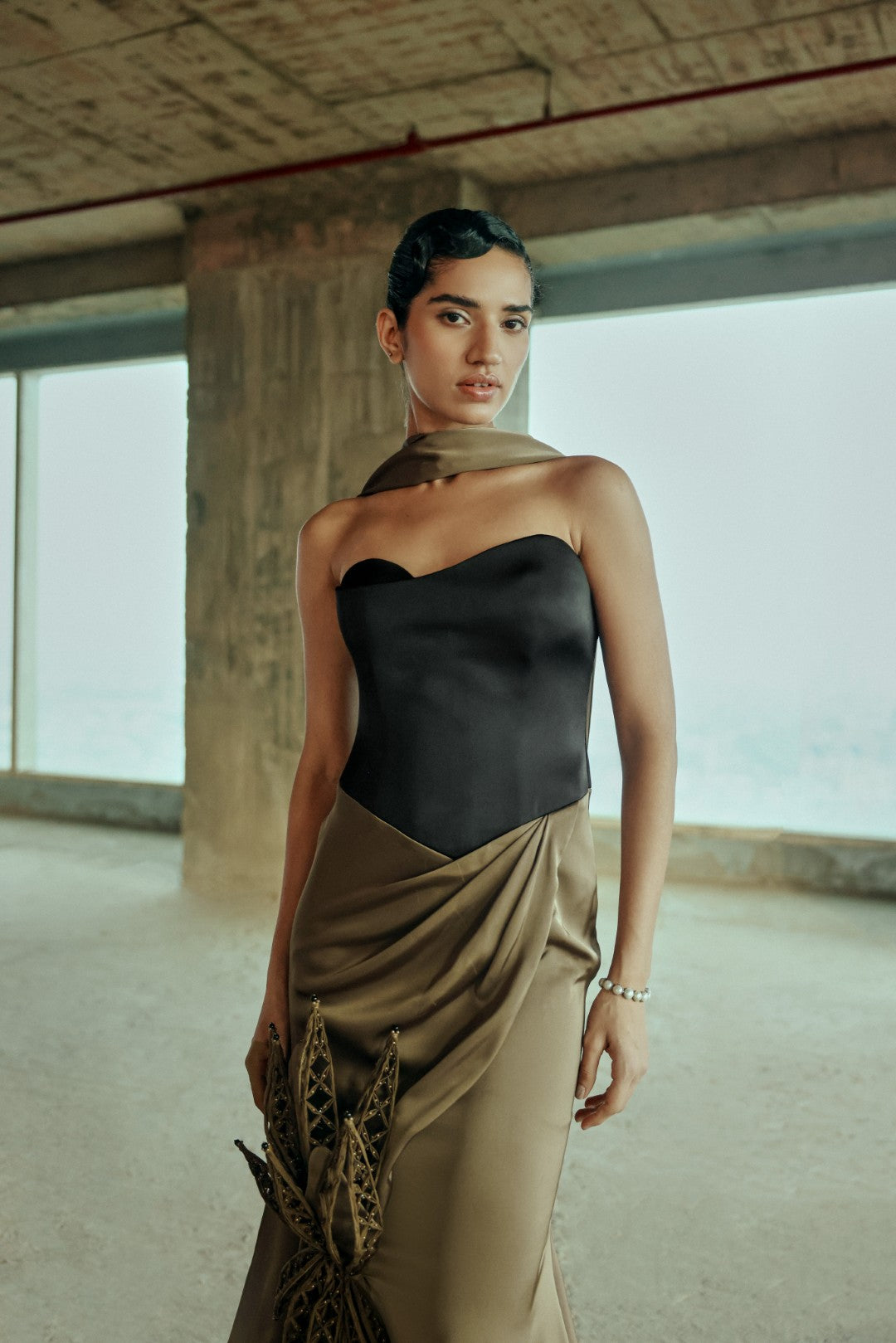 Sculpted drape gown
