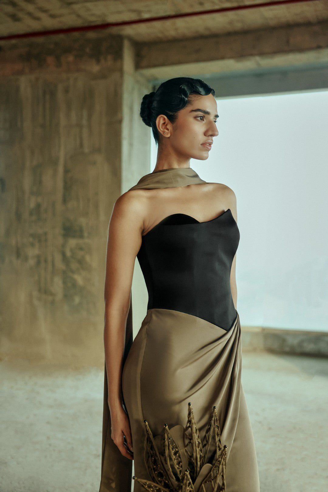 Sculpted drape gown