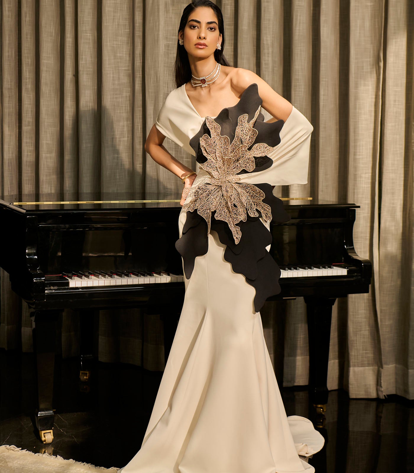 One Shoulder Drape Gown