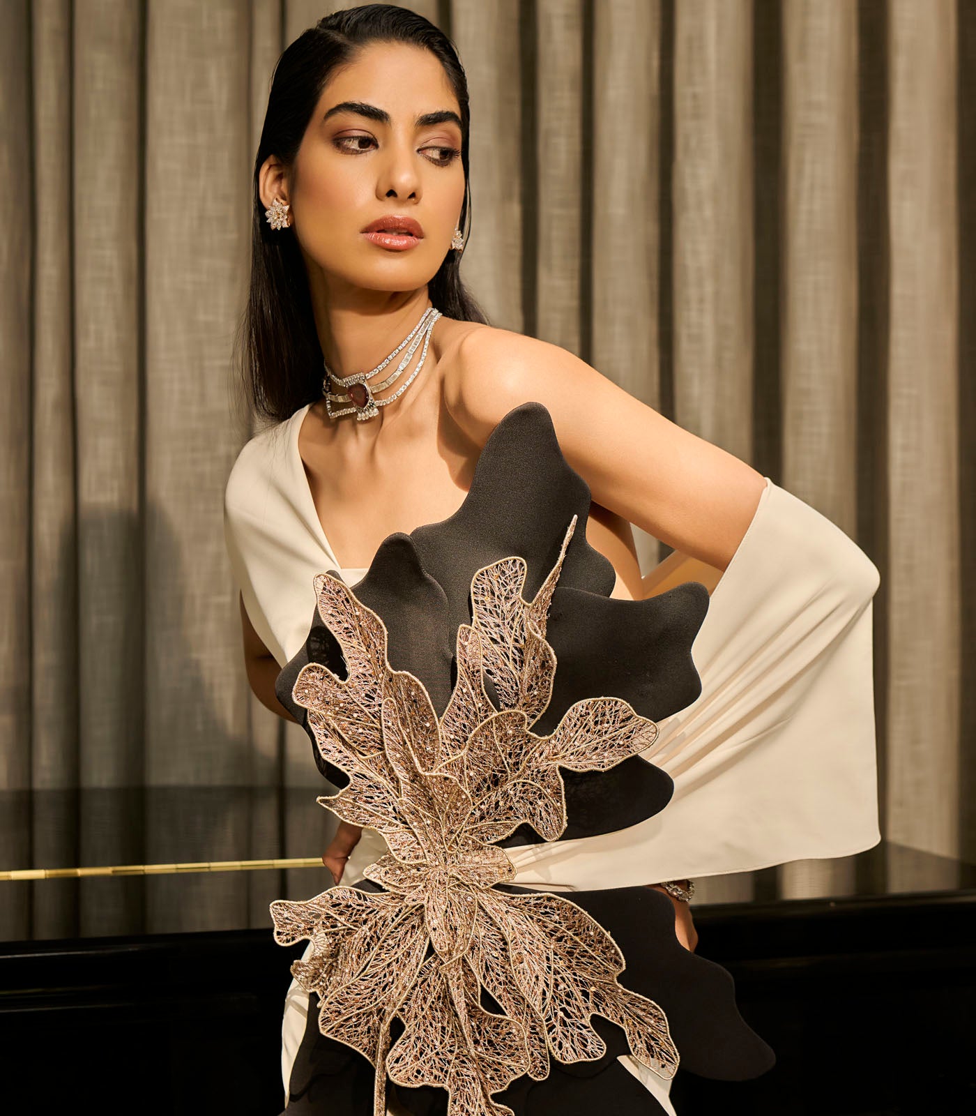 One Shoulder Drape Gown