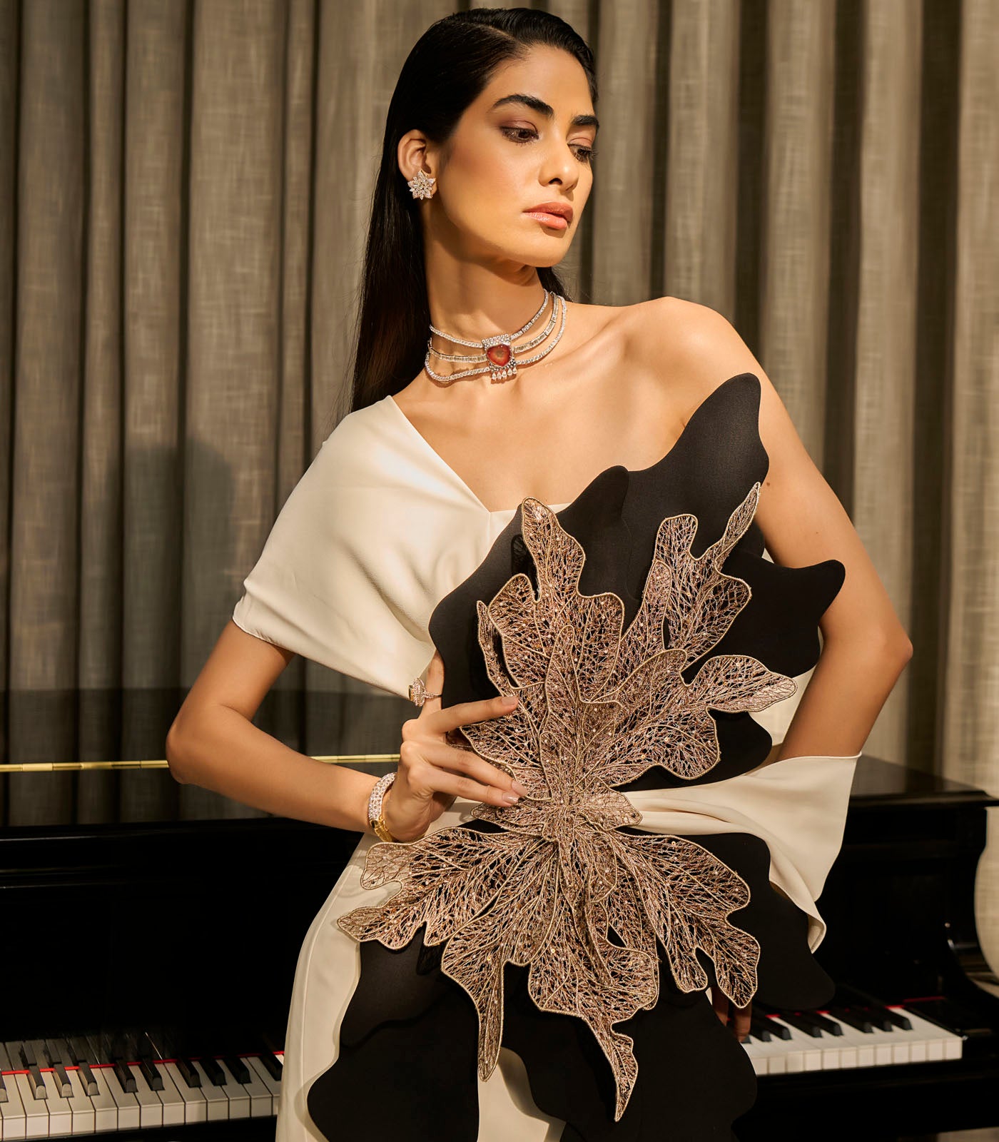 One Shoulder Drape Gown