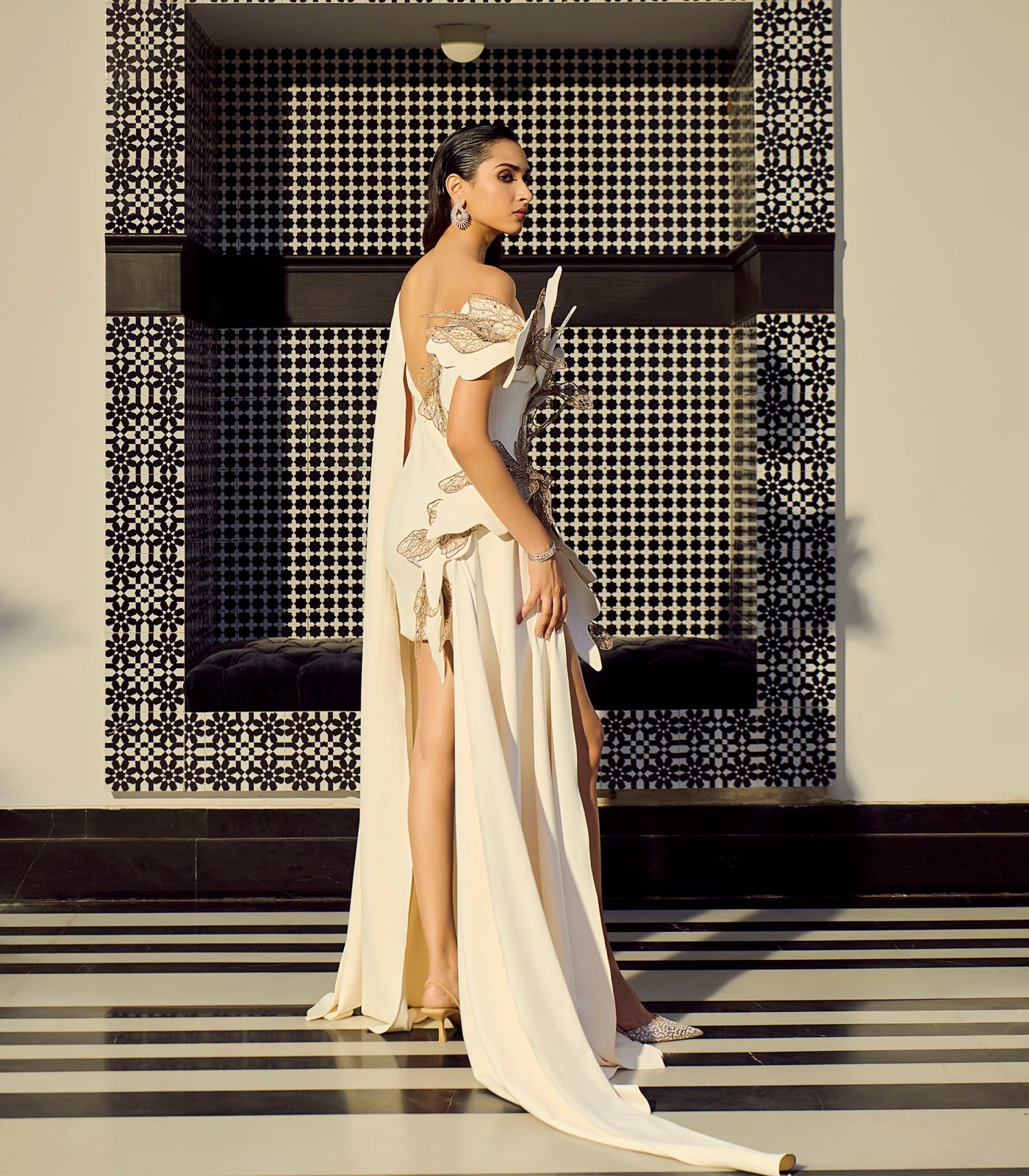 Shift Dress with Drapes